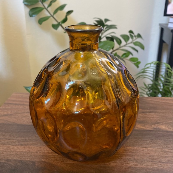 Other - Amber glass round textured vase